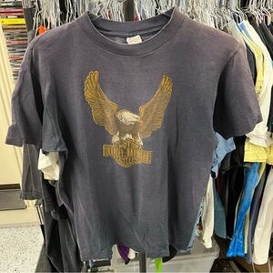 Harley Davidson Shirt Faded Adult M Black Mens Pacific Idaho Made in USA 80s
